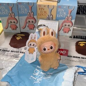 POP MART Labubu V4 The Monsters Pin For Love Alphabet Plush Pendant - Letter S